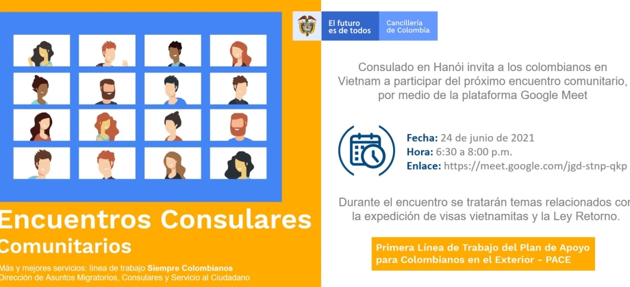 Consulado de Colombia en Hanói realizará un encuentro consular comunitario el 24 de junio de 2021